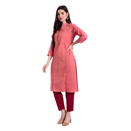 Orange Daily Wear Kurta-M-1
