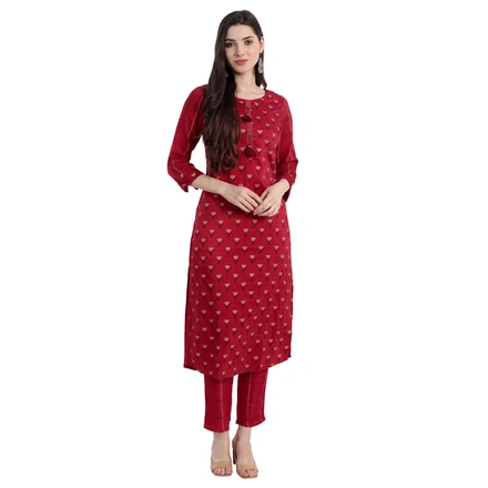 Red Daily Wear Kurta With Pant-NH290-XL