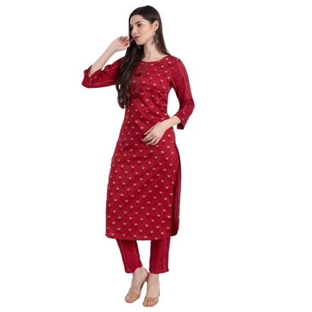 Red Daily Wear Kurta With Pant-M-1