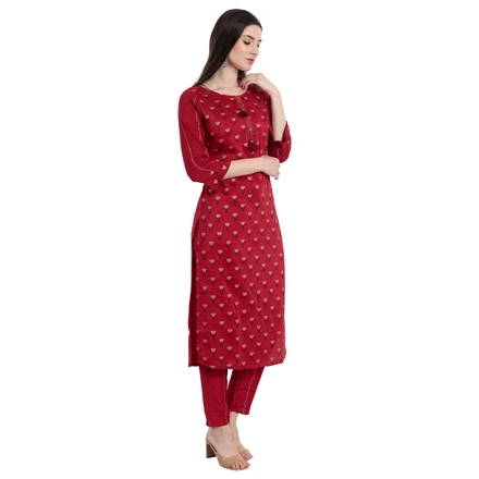 Red Daily Wear Kurta With Pant-S-2