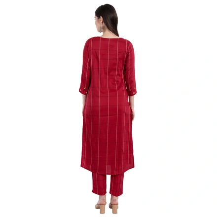 Red Daily Wear Kurta With Pant-XL-4
