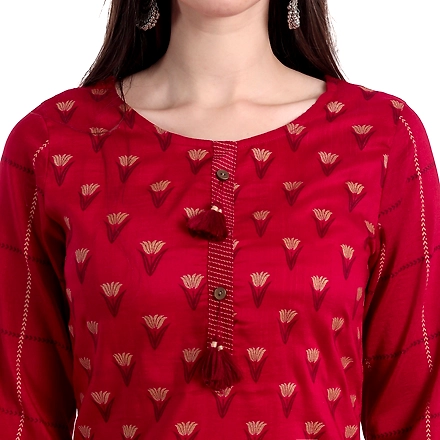 Red Daily Wear Kurta With Pant-S-3