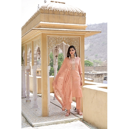 Kurta Pant &amp; Dupatta With  Computer Embroidery-SA-71-S