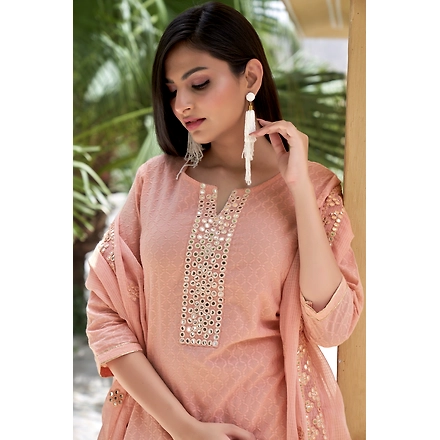 Kurta Pant &amp; Dupatta With  Computer Embroidery-S-3