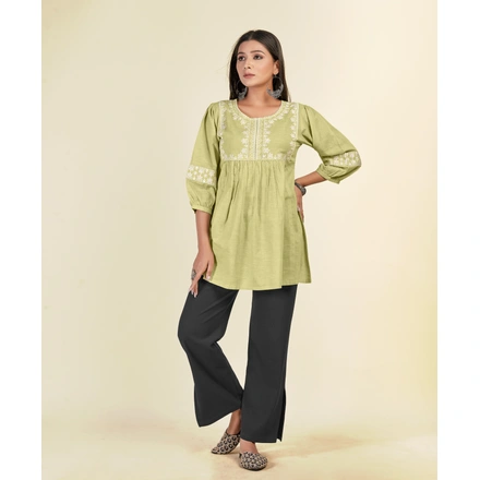 Pure Cotton Casual Wear Embroiderytop-M-1