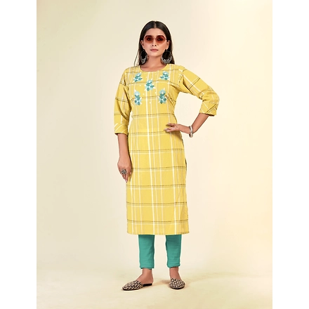 Pure Cotton Wear Printed Embroidery Kurti-nh1698-M