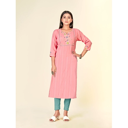 Rayon Daliy Wear Embroidery Kurti-M-2