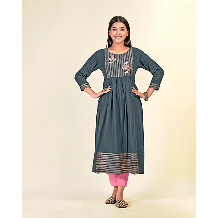 Rayon Daliy Wear Embroidery Kurti-M-2