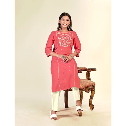 Pure Cotton Casual Wear Embroidery Kurti Set-nh2046-M