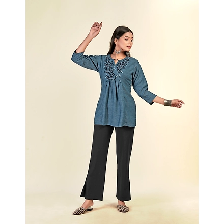 Rayon Casual Wear Embroiderytop-L-4