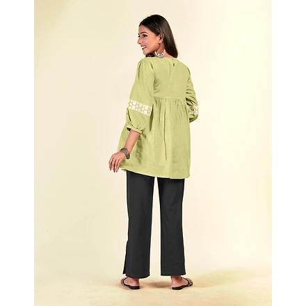Pure Cotton Casual Wear Embroiderytop-L-3