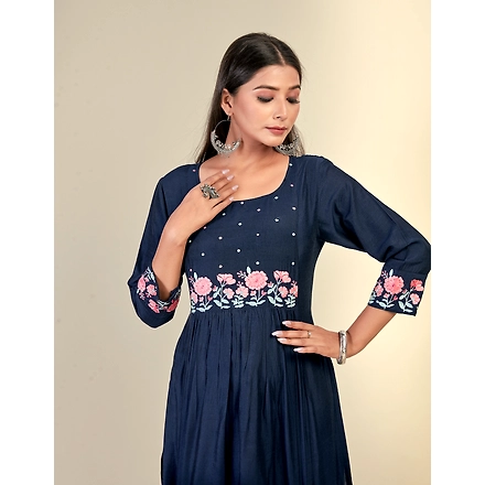 Viscose Daliy Wear Embroidery Kurti-L-4