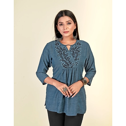 Rayon Casual Wear Embroiderytop-XL-3