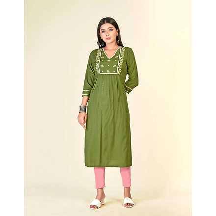 Pure Cotton Daliy Wear Embroidery Kurti-nh2087-XL
