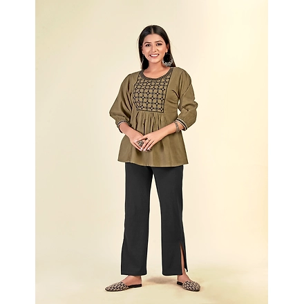Pure Cotton Casual Wear Embroiderytop-nh1666-XL