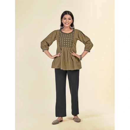 Pure Cotton Casual Wear Embroiderytop-XL-2
