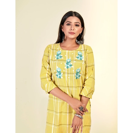 Pure Cotton Wear Printed Embroidery Kurti-XL-4