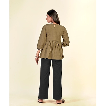 Pure Cotton Casual Wear Embroiderytop-XXL-3