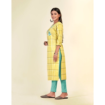 Pure Cotton Wear Printed Embroidery Kurti-XXL-1