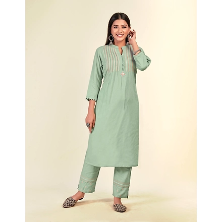 Rayon Casual Wear Embroidery Kurti Set-XXL-1