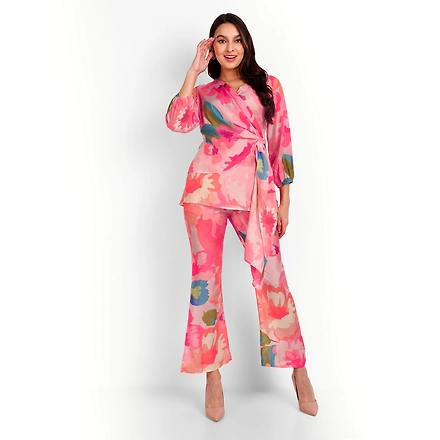 Pure Muslin Co-Ord Sets With Digital Print-14073-L
