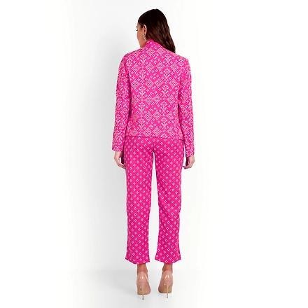 Pure Muslin Co-Ord Sets  With Blazer Table Print-M-3