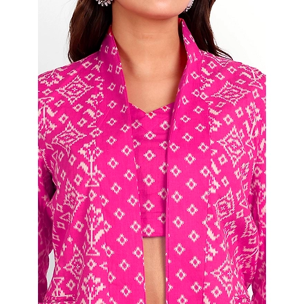 Pure Muslin Co-Ord Sets  With Blazer Table Print-XL-4