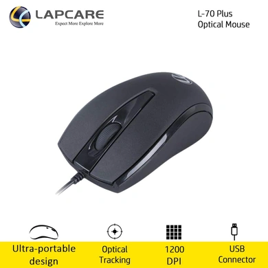 Lapcare L-70 Plus 1200 DPI USB Optical Mouse with Ambidextrous Design-1