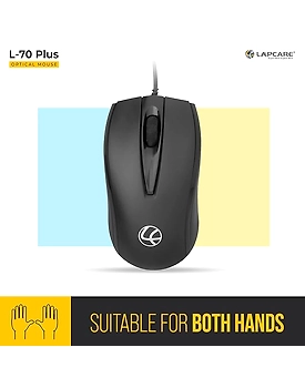 LAPCARE L-70 Plus Wired Optical Mouse with 1200 DPI - Black