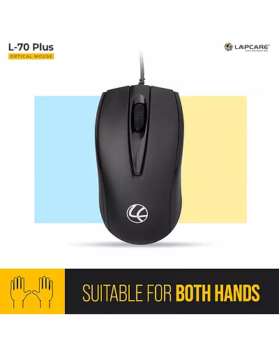 LAPCARE L-70 Plus Wired Optical Mouse with 1200 DPI - Black-2