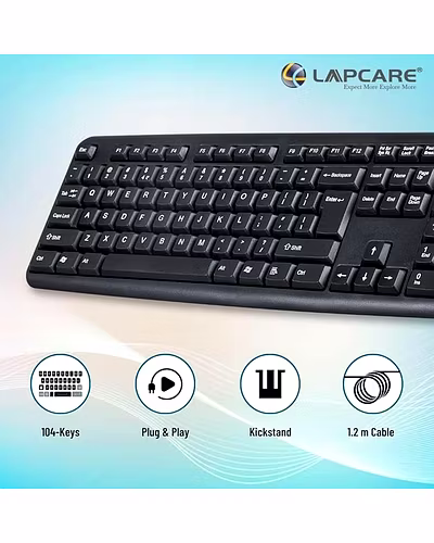 LAPCARE Alfa Keyboard 3 with Adjustable Kickstand, Capslock Indicator, USB 2.0 (Black)-1
