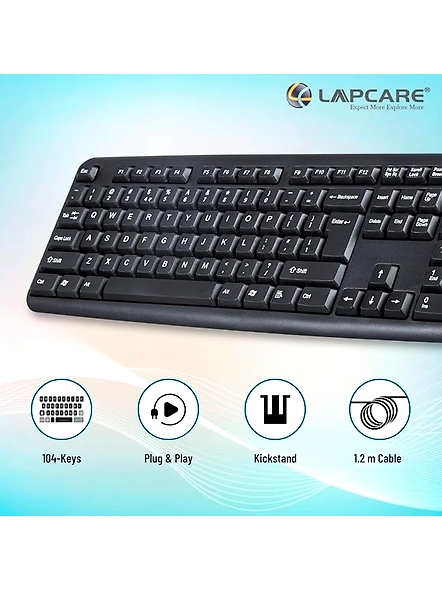 LAPCARE Alfa Keyboard 3 with Adjustable Kickstand, Capslock Indicator, USB 2.0 (Black)-1