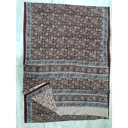 Hand Block Printed Kalamkari Cotton Saree-ABHHBPKCS006