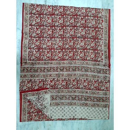 Hand Block Printed Kalamkari Cotton Saree-ABHHBPKCS010