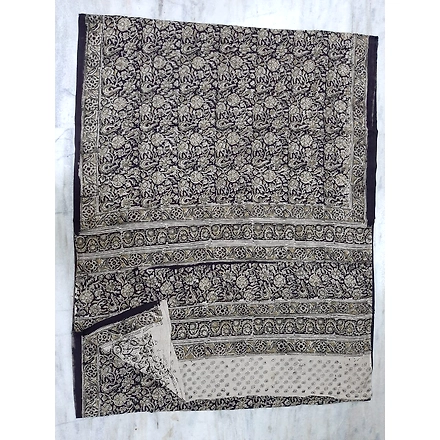 Hand Block Printed Kalamkari Cotton Saree-ABHHBPKCS003
