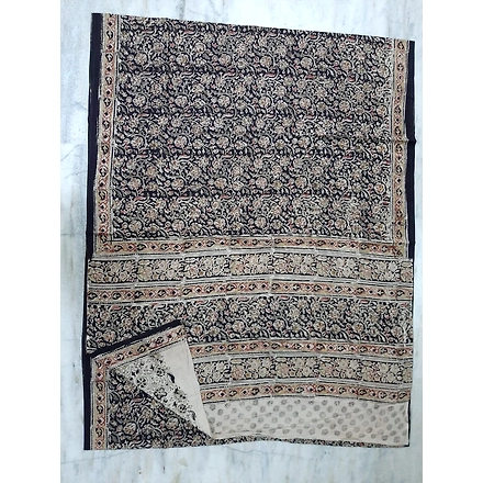 Hand Block Printed Kalamkari Cotton Saree-ABHHBPKCS008