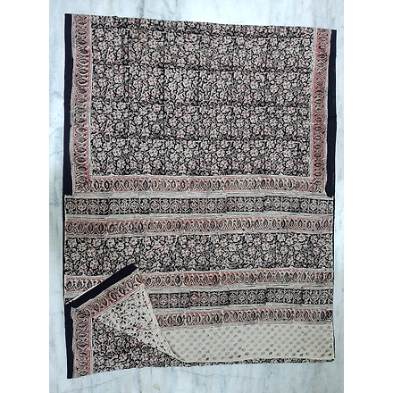 Hand Block Printed Kalamkari Cotton Saree-ABHHBPKCS005