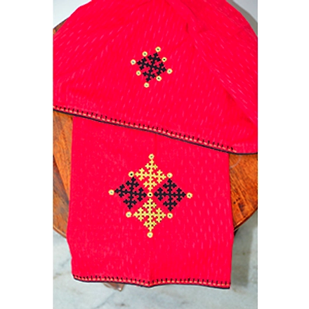 Hand Embroidered Ikat Blouse Pieces-HEBP0014