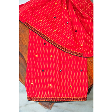 Hand Embroidered Ikat Blouse Pieces-HEBP008