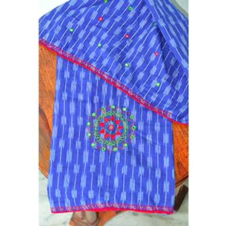 Hand Embroidered Ikat Blouse Pieces-HEBP0022