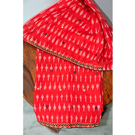 Hand Embroidered Ikat Blouse Pieces-HEBP0024