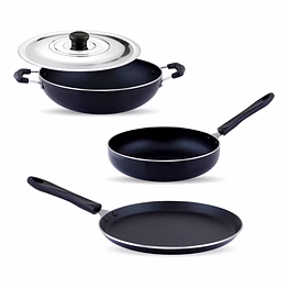 jaipan non stick cookware 3pc gift set with stainless steel lid