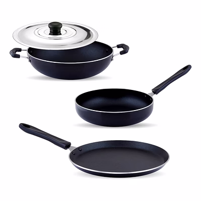 jaipan non stick cookware 3pc gift set with stainless steel lid
