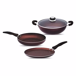 jaipan non stick 3 pcs. gift set brown spatter plus