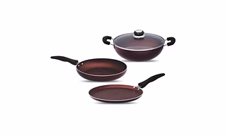Jaipan Non Stick 3 pcs. Gift Set Brown Spatter Plus