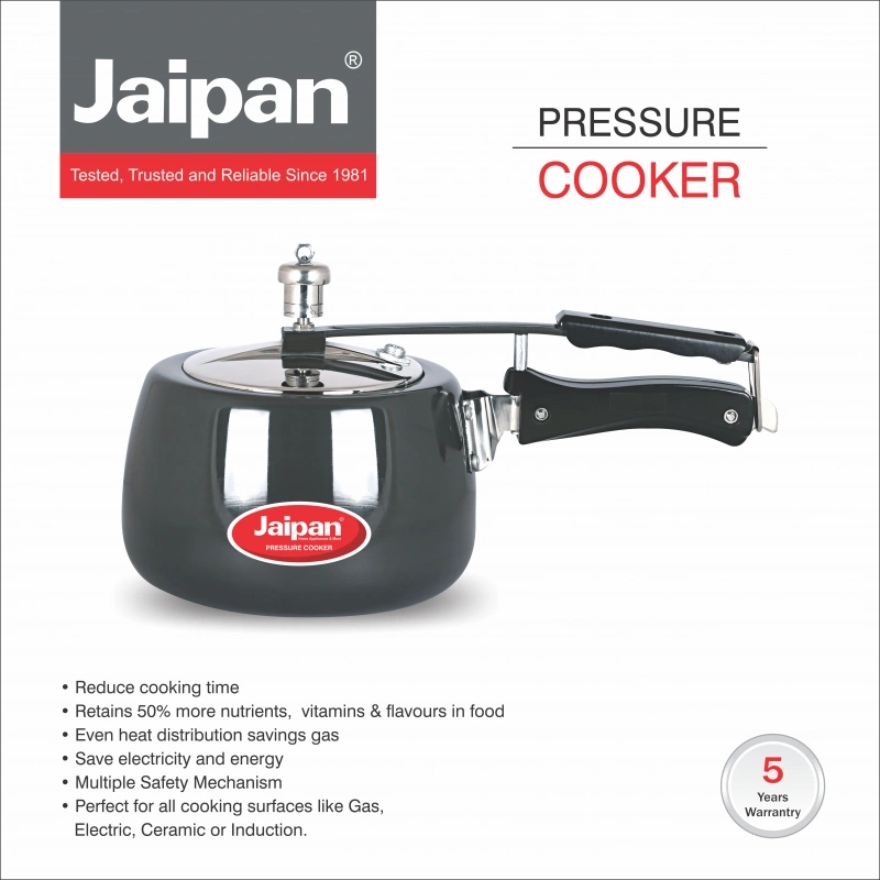 Jaipan Black Beauty  5 Ltr Hard Anodised Contura Pressure Cooker inner lid-2