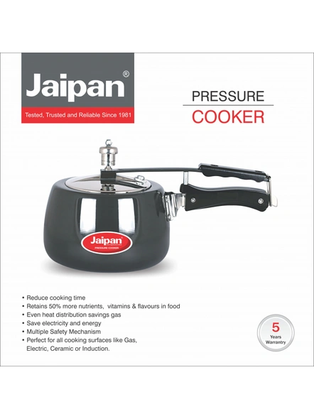 Jaipan Black Beauty  5 Ltr Hard Anodised Contura Pressure Cooker inner lid-2