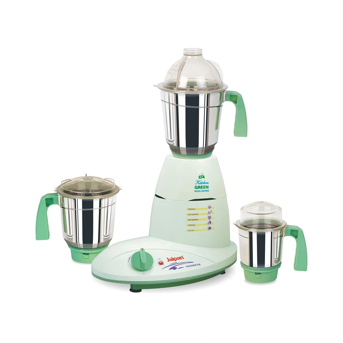 Jaipan JP_KKMG 750-Watt Kitchen Green Mixer Grinder with 3 Stainless Steel Jars-JPKG0014