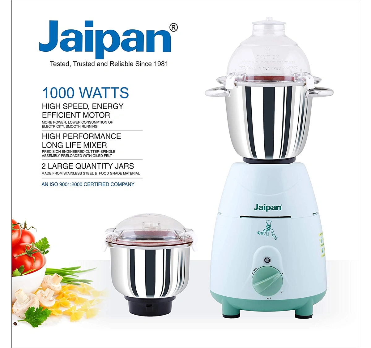 Buy Online : Jaipan 1000W Hotel King Mixer Grinder (White) 2Jars