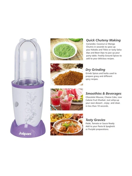 Jaipan Plastic 450 W Nutri Mix Mixer, Grinder, Blender (White and Purple)-4